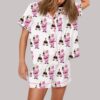 Pink Santa Drink Wine Pajama Set 2