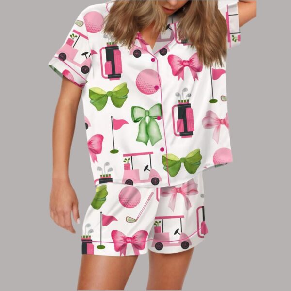 Preppy Coquette Golf Satin Pajama Set