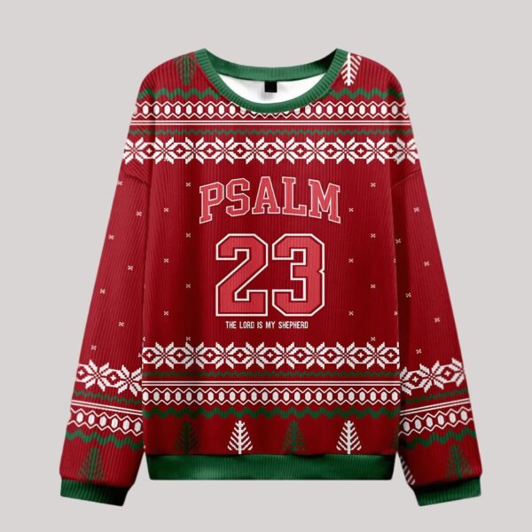 Red Psalm 23 Christian Ugly Christmas Sweater'