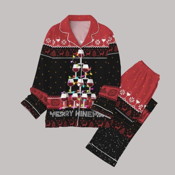 Red Wine Christmas Tree Pajama Set1