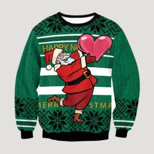 Santa Claus with Big Heart Ugly Christmas Sweater