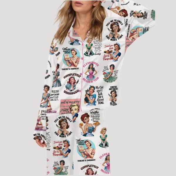 Sarcastic Retro Housewife Satin Pajama Set