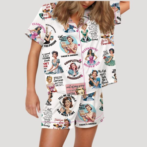 Sarcastic Retro Housewife Satin Pajama Set3