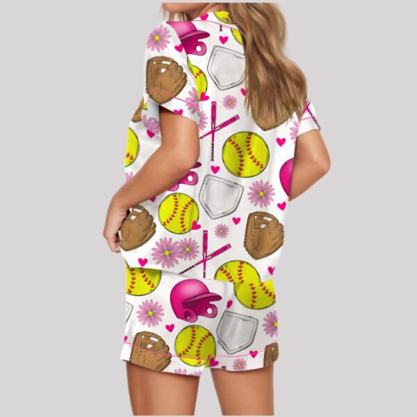 Softball Flower Satin Pajama Set4