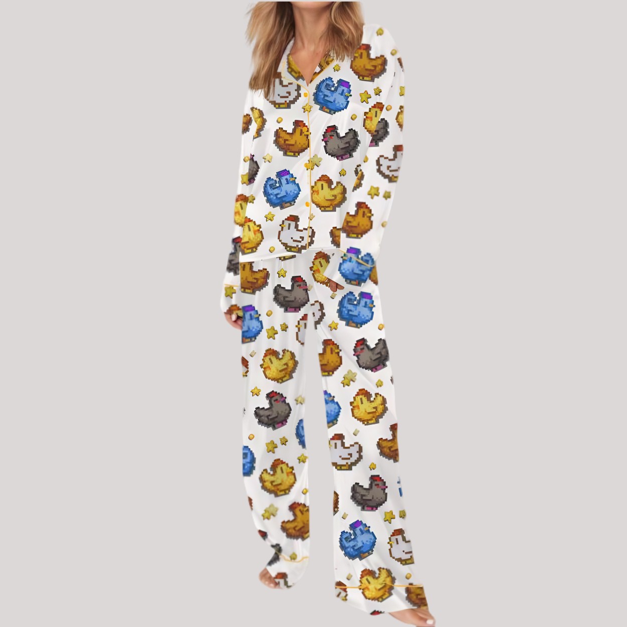 Stardew Valley Chicken Satin Pajama Set1