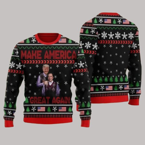 Trump Elon Musk Step Brothers Make America Great Again Ugly Christmas Sweater