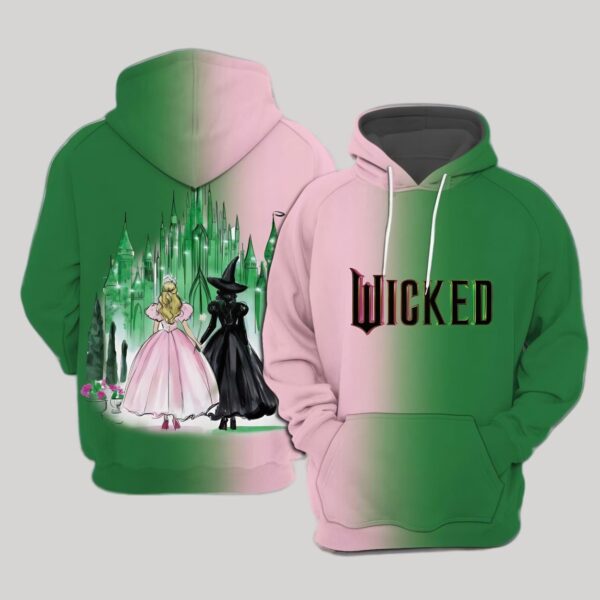 Wicked Movie Inspired Witch And Princess Contrast Gradient Hoodie3