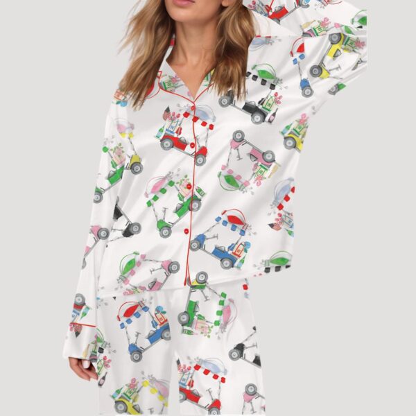 Wine Bottle Golf Cart Satin Pajama Set