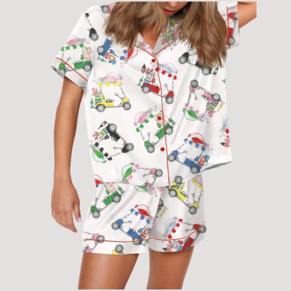 Wine Bottle Golf Cart Satin Pajama Set3