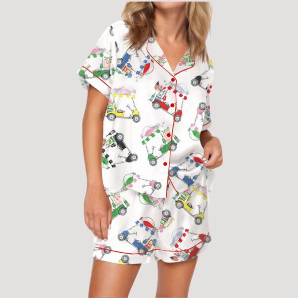 Wine Bottle Golf Cart Satin Pajama Set4