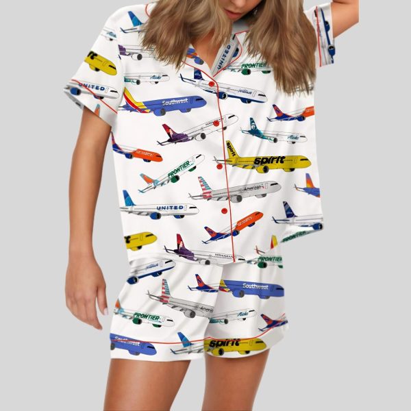 Airline Aircraft Satin Pajama Set 3