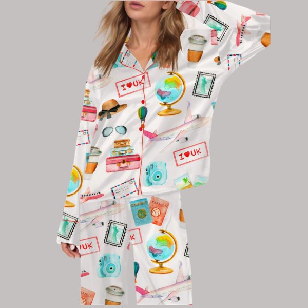 Airplane Travel Satin Pajama Set