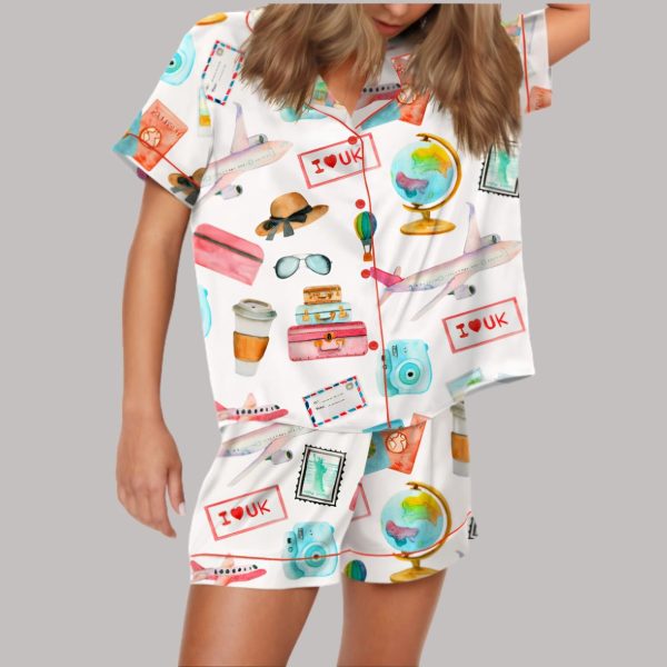 Airplane Travel Satin Pajama Set