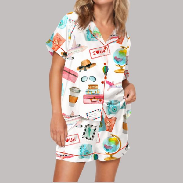 Airplane Travel Satin Pajama Set