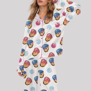 Baseball Ice Cream Drip Satin Pajama Set (1)