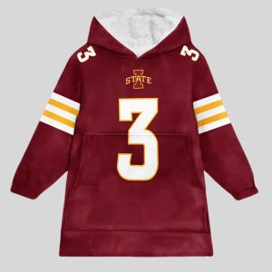 Becht 3 Lowa State Football Unisex Blanket Hoodie