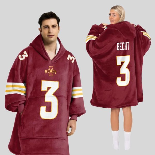 Becht 3 Lowa State Football Unisex Blanket Hoodie1