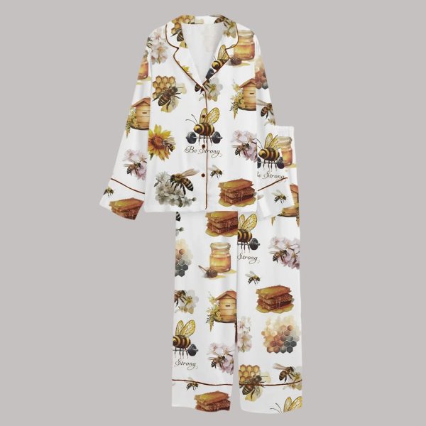 Bee Strong Sunflower Satin Pajama Set