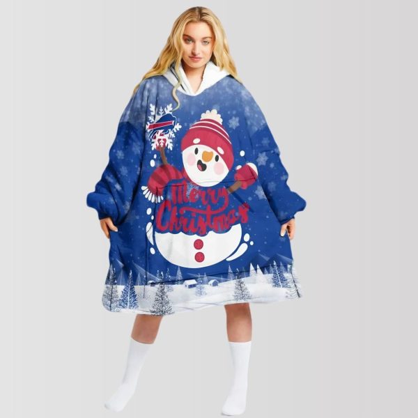 Bills Snowman Merry Christmas Unisex Blanket Hoodie