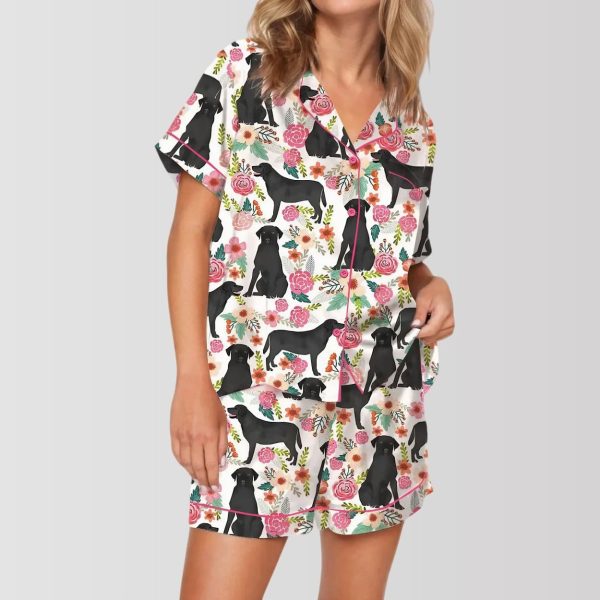 Black Labrador Bloom Pajama Set