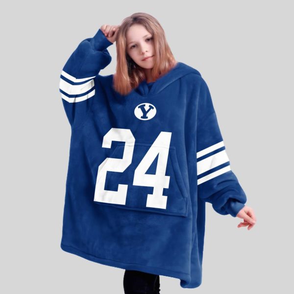 Brigham Young 24 Cougars Football Unisex Blanket Hoodie2