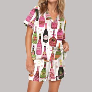 Bubble Champagne Bottles Satin Pajama Set