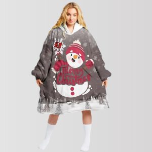 Buccaneers Snowman Merry Christmas Unisex Blanket Hoodie