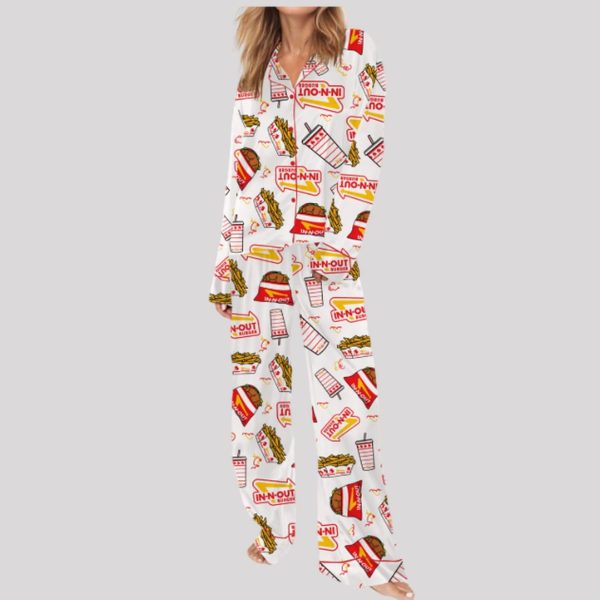 Burger Fast Food Satin Pajama Set1