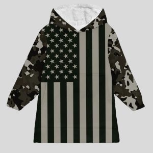 Camo American Flag Heritage Blanket Hoodie