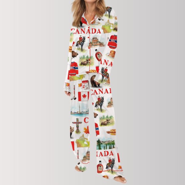 Canada Travel Satin Pajama Set