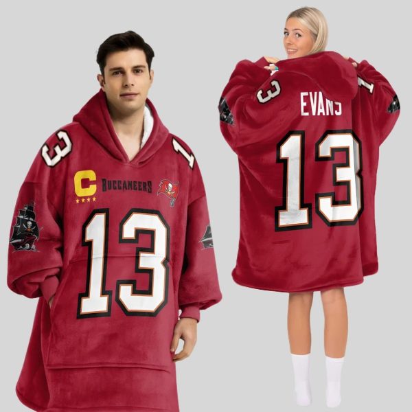 Captain Evans 13 Tampa Bay Football Unisex Blanket Hoodie1