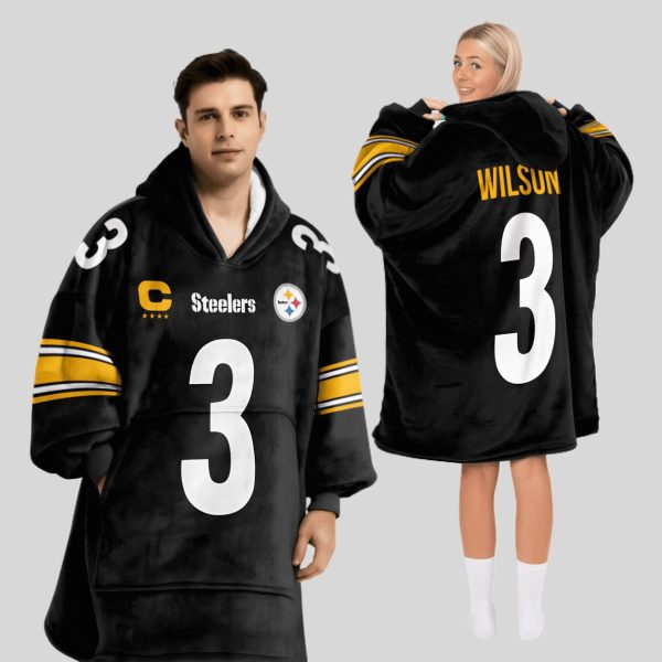 Captain R.Willson 3 Pittsburgh Football Unisex Blanket Hoodie