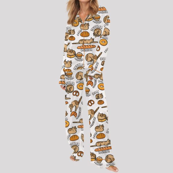 Cat Bread Satin Pajama Set 1