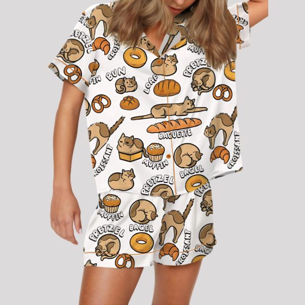 Cat Bread Satin Pajama Set 3