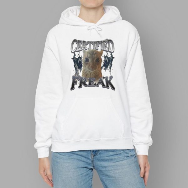 Cat Meme Certified Freak Print Casual Shirt