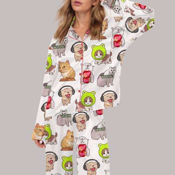 Cat Meme Satin Pajama Set