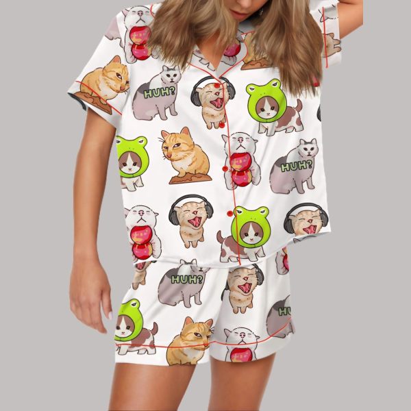 Cat Meme Satin Pajama Set