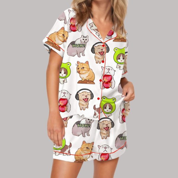 Cat Meme Satin Pajama Set