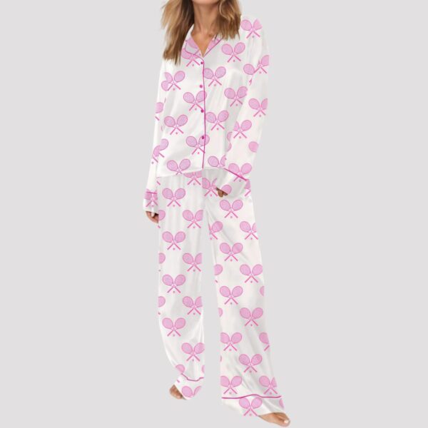 Champagne Tennis Satin Pajama Set (2)