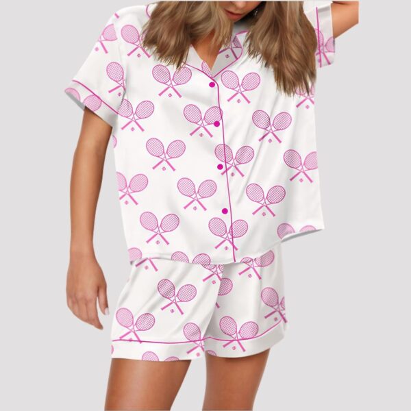 Champagne Tennis Satin Pajama Set (4)