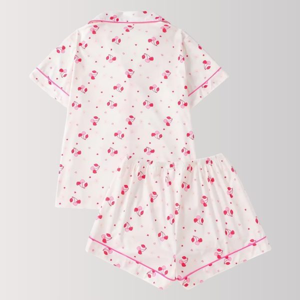 Charming Cherry Pattern Pajama Set