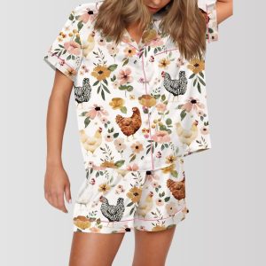 Charming Chicken and Floral Garden Pajama Set