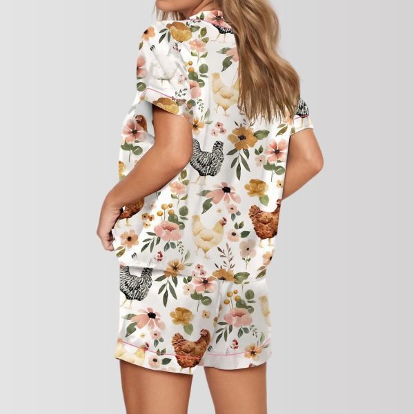 Charming Chicken and Floral Garden Pajama Set