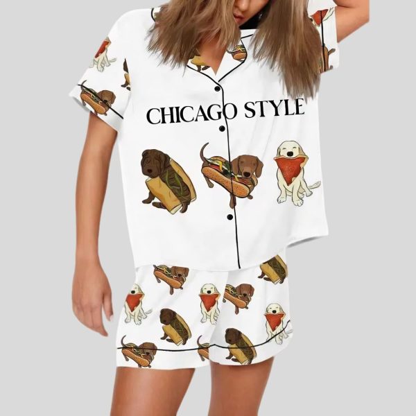 Chicago Dog Hot Dog Art Print Pajama Set