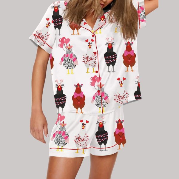 Chicken Hearts Valentine Pajama Set