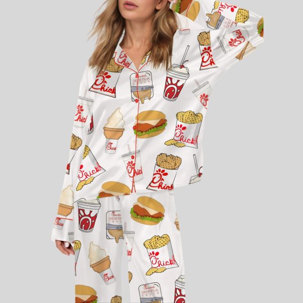 Chicken Nuggets Fast Food Satin Pajama Set