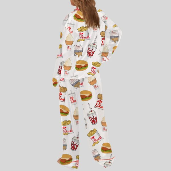 Chicken Nuggets Fast Food Satin Pajama Set