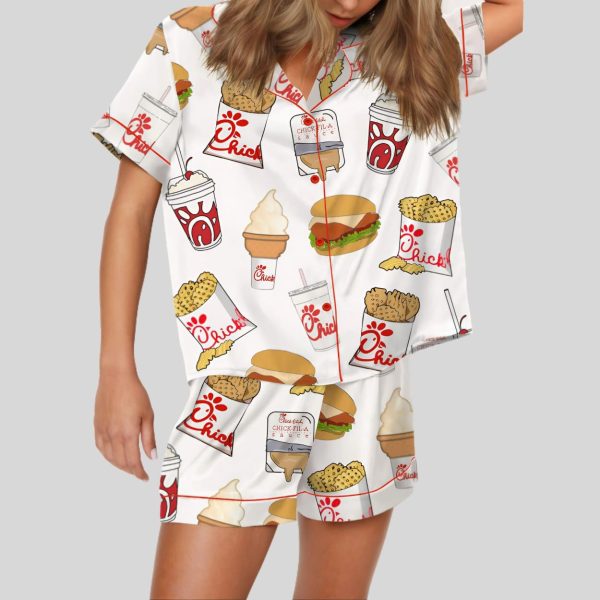 Chicken Nuggets Fast Food Satin Pajama Set