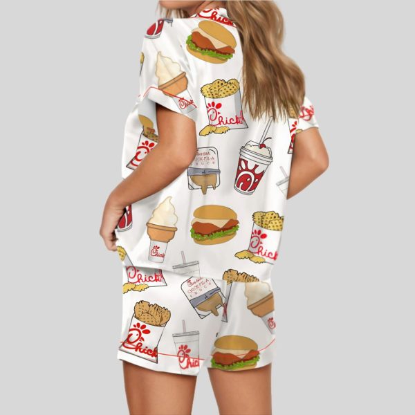 Chicken Nuggets Fast Food Satin Pajama Set