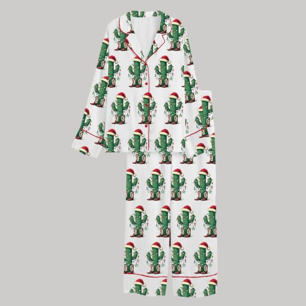 Christmas Cactus Satin Pajama Set2